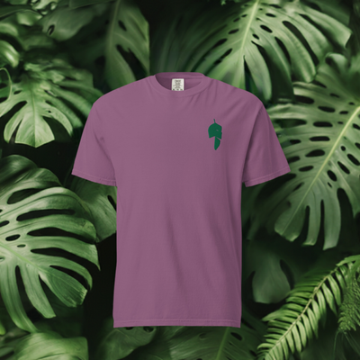 Tropical Leaf Embroidered Unisex Regular-Fit T-Shirt