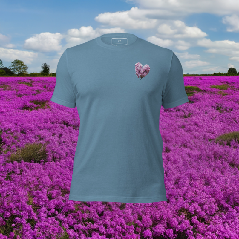 Lilac's Heart Embroidered  Unisex Slim-Fit T-Shirt