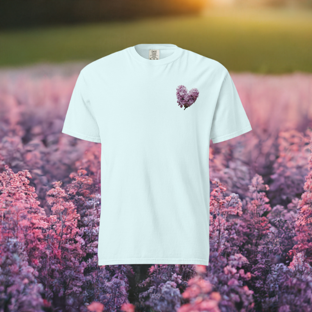 Lilac's Heart Embroidered  Unisex Drool Absorbent T-Shirt