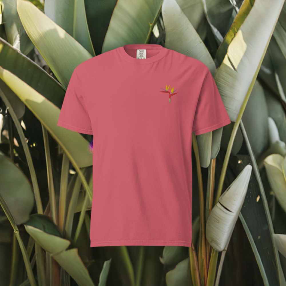 Bird of Paradise Embroidered Unisex Drool Absorbent T-Shirt