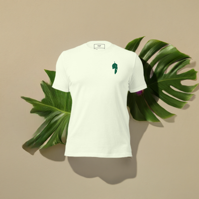 Tropical Leaf Embroidered Unisex Slim-Fit T-Shirt