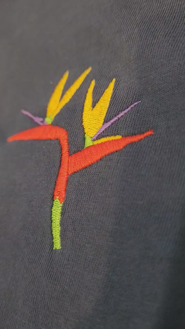 Bird of Paradise Embroidered Unisex Slim-Fit T-Shirt